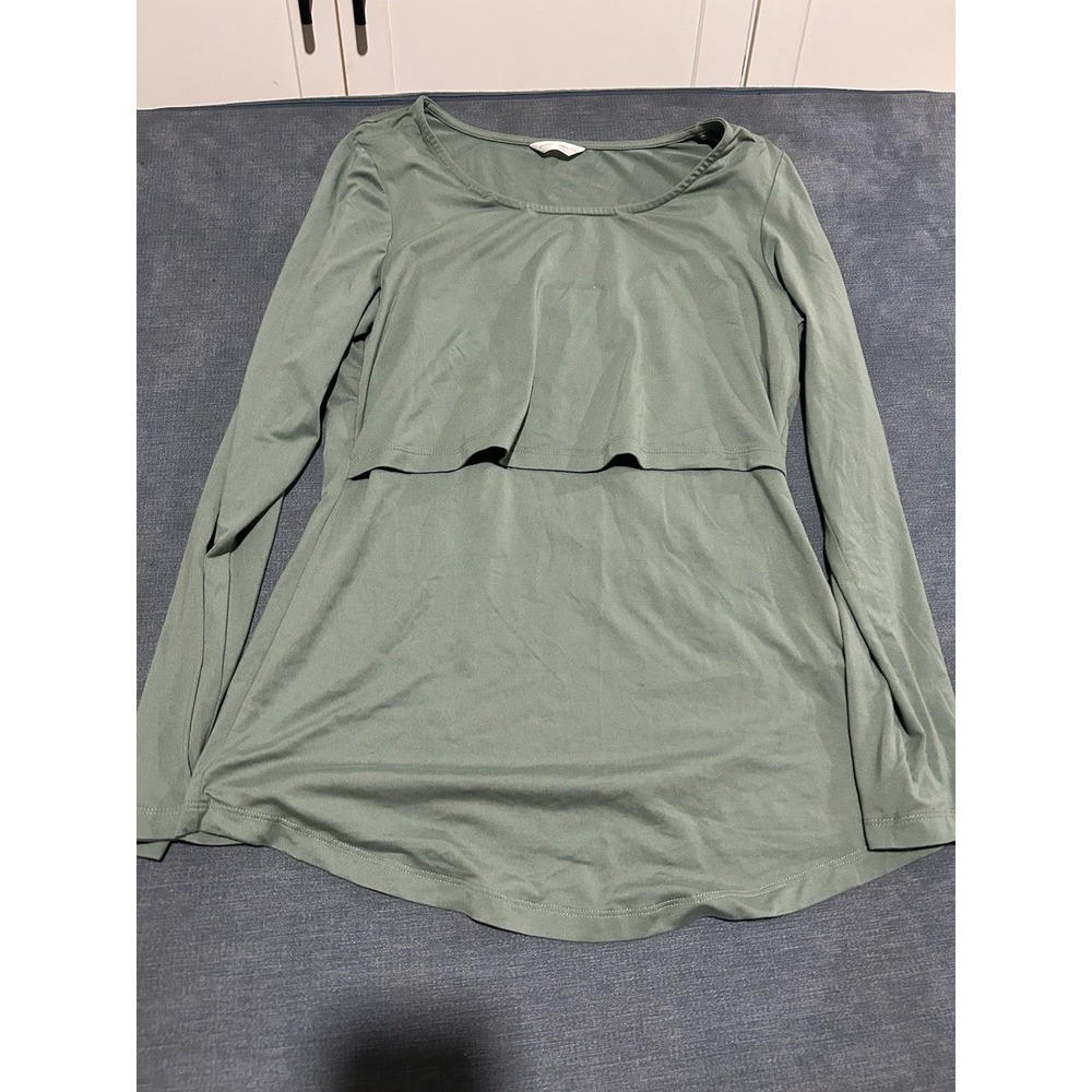 Kindred Bravely Olive Green Women's Nursing Long Sleeve‎ Shirt Size Medium